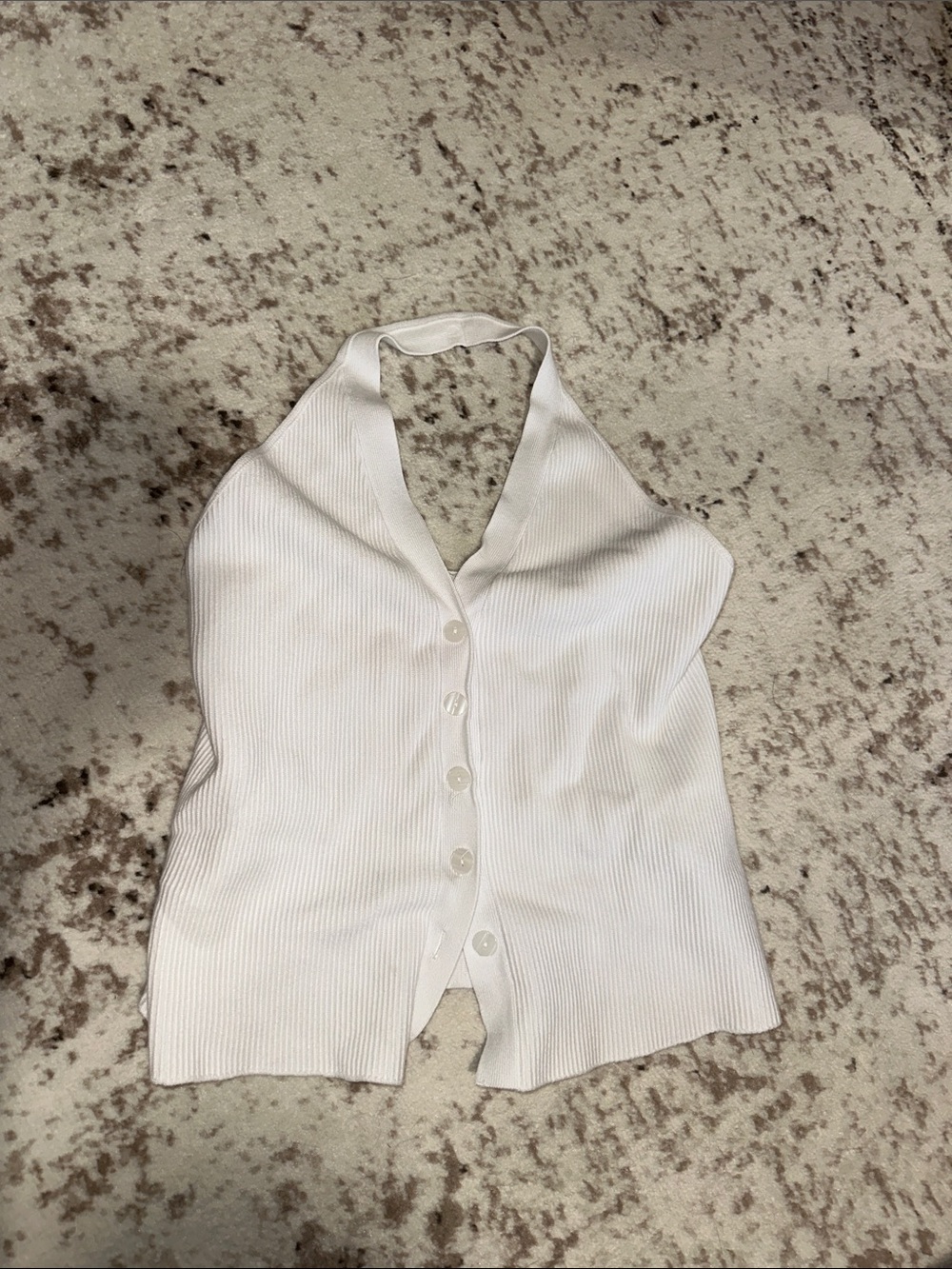 Abercrombie & Fitch White Ribbed Halter Button-Front Tank